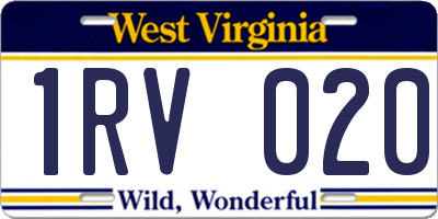 WV license plate 1RV020