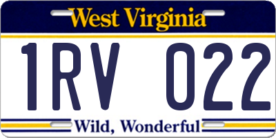 WV license plate 1RV022