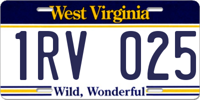 WV license plate 1RV025