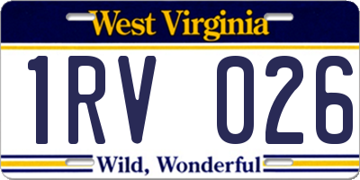 WV license plate 1RV026