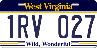 WV license plate 1RV027