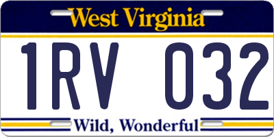 WV license plate 1RV032