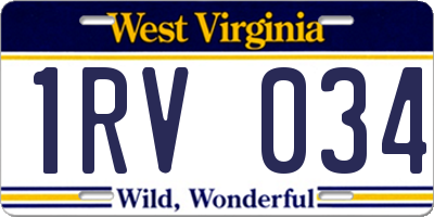 WV license plate 1RV034