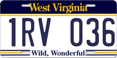 WV license plate 1RV036