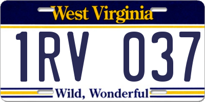 WV license plate 1RV037
