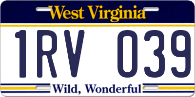 WV license plate 1RV039