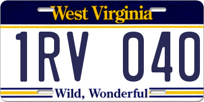 WV license plate 1RV040