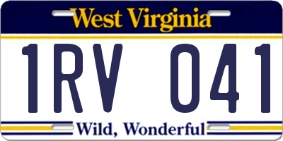 WV license plate 1RV041