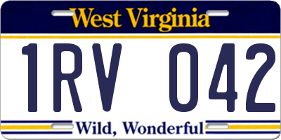 WV license plate 1RV042