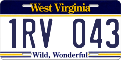 WV license plate 1RV043