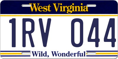 WV license plate 1RV044
