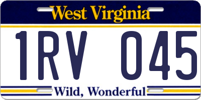 WV license plate 1RV045