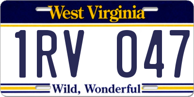 WV license plate 1RV047