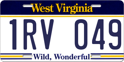 WV license plate 1RV049