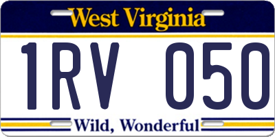 WV license plate 1RV050