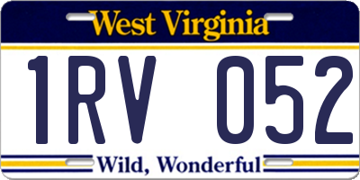WV license plate 1RV052