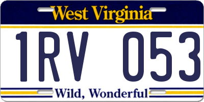 WV license plate 1RV053