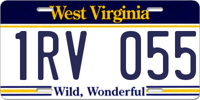 WV license plate 1RV055