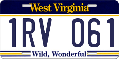 WV license plate 1RV061