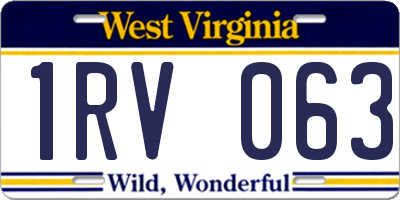 WV license plate 1RV063