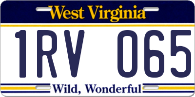 WV license plate 1RV065
