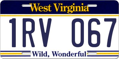WV license plate 1RV067