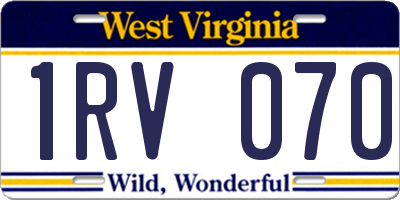 WV license plate 1RV070
