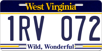 WV license plate 1RV072