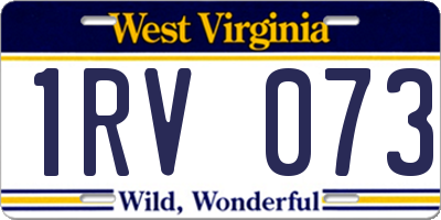 WV license plate 1RV073