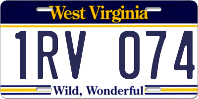 WV license plate 1RV074