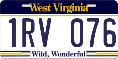 WV license plate 1RV076