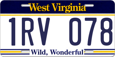 WV license plate 1RV078