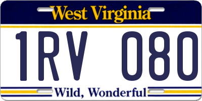 WV license plate 1RV080