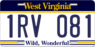 WV license plate 1RV081