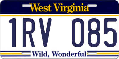 WV license plate 1RV085