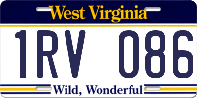 WV license plate 1RV086