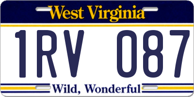 WV license plate 1RV087