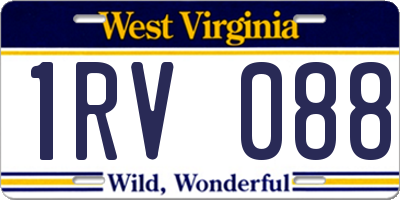WV license plate 1RV088