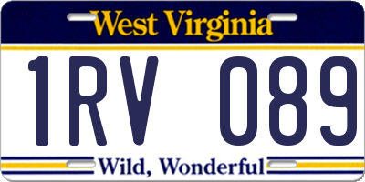 WV license plate 1RV089