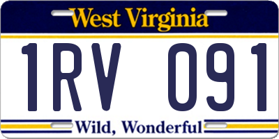 WV license plate 1RV091
