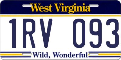 WV license plate 1RV093