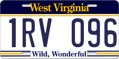 WV license plate 1RV096