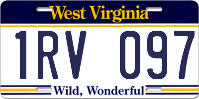 WV license plate 1RV097