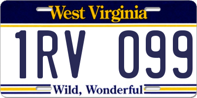 WV license plate 1RV099