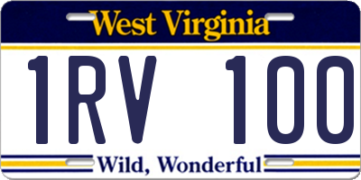 WV license plate 1RV100