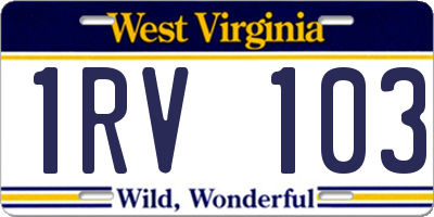 WV license plate 1RV103