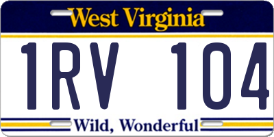 WV license plate 1RV104