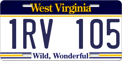 WV license plate 1RV105