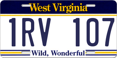 WV license plate 1RV107
