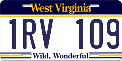 WV license plate 1RV109